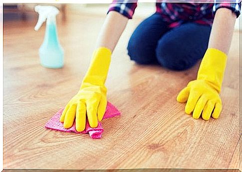 woman cleaning the floor