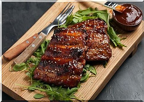 Caramelized baby ribs