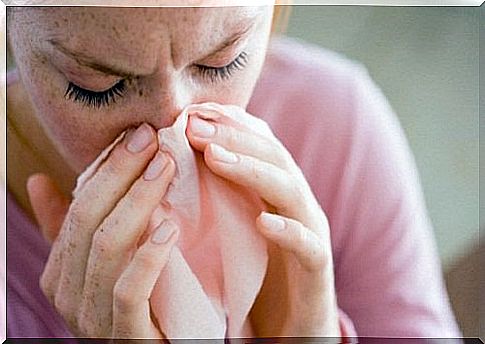 Woman with allergic rhinitis