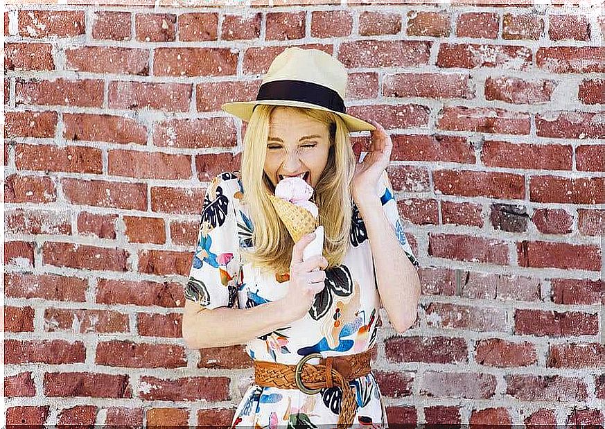 woman eating ice cream